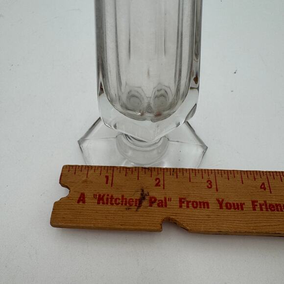 Clear Swung Glass 13.5" Footed Vase 10 points. Mid Century Modern - Picture 5 of 7